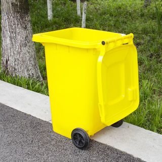 ICLEAN ถังขยะเทศบาลฝาเรียบทรงเหลี่ยม 240 ลิตร รุ่น TG51805-YL ขนาด 74x59x100 ซม. สีเหลือง (ขยะรีไซเคิล) 1/4