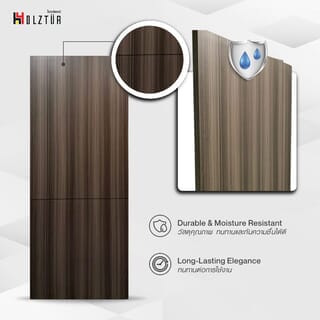 HOLZTUR ประตูปิดผิวเมลามีนเซาะร่อง M2501-3 ขนาด 80x200ซม. สี Dark Grey