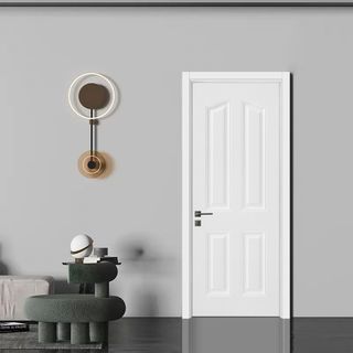 WELLINGTAN ประตูภายนอก UPVC บานทึบ 4ฟัก รุ่น UPVC-WE004 ขนาด 80x200ซม. สีขาว (ไม่เจาะลูกบิด)