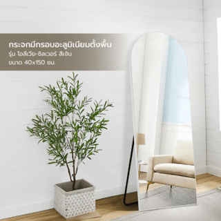 Nice กระจกมีกรอบอะลูมิเนียมตั้งพื้น รุ่น โอลีเวีย-ซิลเวอร์ ขนาด 40x150 ซม. สีเงิน