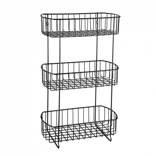 Iris ตะแกรงชั้นวางของอเนกประสงค์ 3 ชั้น รุ่น แมมบา PQS-TQ-219 ขนาด 34x17x57 ซม. สีดำ