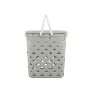 SAKU ตะกร้าลายหนัง รุ่น FT-503/A ขนาด 42x35x44 ซม. สีเทา (มีหู)