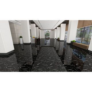 Marbella กระเบื้องพอร์ซเลนปูพื้น 60x60 ซม. รุ่น คาราร่า แบล็ค คลาสสิก BL690 ผิวเงา random (4P) 