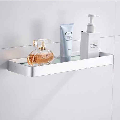 Verno ชั้นวางกระจกขอบอะลูมิเนียม ยาว 40 ซม. รุ่น เวนิส BW01 สีเงิน ขนาด 40x12x3 ซม.