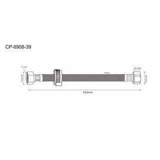 Verno สายถักน้ำดีสแตนเลส 304 หัวน๊อตทองเหลืองแท้ รุ่น 8908-24-SS ขนาด 55 ซม.