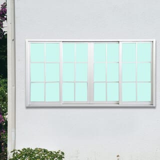 WELLINGTAN หน้าต่างอะลูมิเนียมลายกริด บานเลื่อน FSSF G-WGW2411 240x110ซม. สีขาว พร้อมมุ้ง