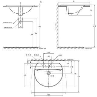 American Standard อ่างล้างหน้าฝังบนเคาน์เตอร์ **ไม่รวมก๊อกน้ำ** รุ่น คอนเซ็ปสเฟีย TF-0452-WT