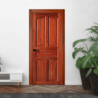 GREATWOOD ประตูไม้มะฮอกกานีบานทึบ 5ฟัก MYS-MD8 (5P)สีวอลนัท 80x200ซม.