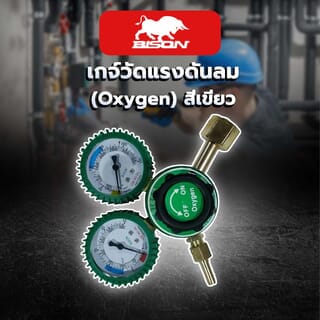 BISON เกจ์วัดแรงดันลม (Oxygen) สีเขียว 