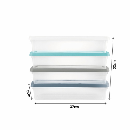 GOME ชุดกล่องเก็บของอเนกประสงค์ 2 ลิตร (4ชิ้น) รุ่น TG54799 ขนาด 37x11x17.5 ซม. สีใส
