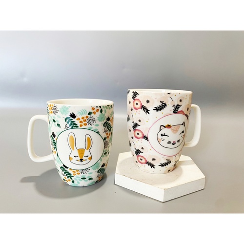 AILO แก้วเซรามิค 8 ซม. 350 มล. RABBIT-02 สีชมพู