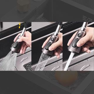 KOCH KITCHEN อ่างล้างจานฝังบน 1 หลุมไม่มีที่พัก 304SS 75x46x22 ซม. MARTIN สีดำพรีเมี่ยม