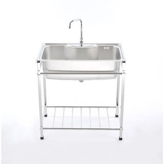 TECNOSTAR อ่างล้างจานพร้อมขาตั้ง 1 หลุมไม่มีทีพัก  TNS TT 8050 SS สีโครเมี่ยม