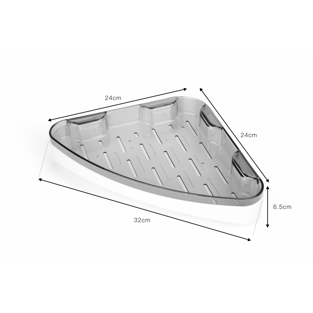 Primo ชั้นวางของพลาสติกเข้ามุม 24x24cm. รุ่น DLQG003-CG สีเทาใส