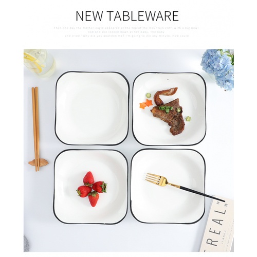 ADAMAS จานเซรามิคทรงเหลี่ยม 9 นิ้ว ANTONIO สีขาว