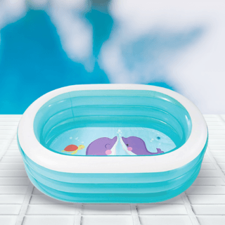 INTEX สระว่ายน้ำเป่าลมทรงวงรี รุ่น 57482NP ขนาด 163x107x46 ซม. สีฟ้า