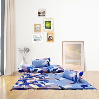 TRUFFLE ปิกนิคใยสังเคราะห์ พร้อมหมอน1ใบ หนา 2 นิ้ว ขนาด 5ฟุต สีฟ้า