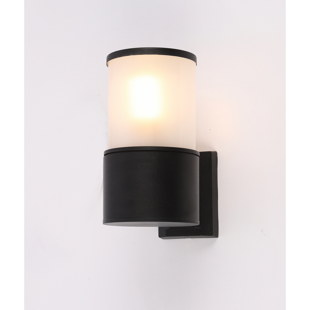 EILON โคมไฟติดผนังโมเดิร์น ทรงกระบอกกลม E27 ขนาด 10.8x20cm IP65 รุ่น MVW027-S(B) สีดำ