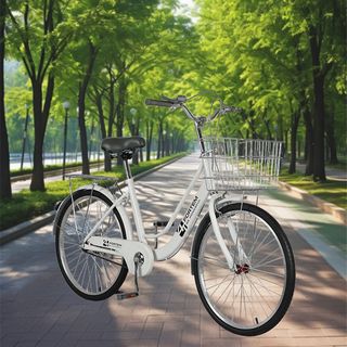 FORTEM จักรยานแม่บ้านตะกร้าเหล็ก รุ่นDAWN-05 ขนาด 24 นิ้ว สีขาว (1/2)