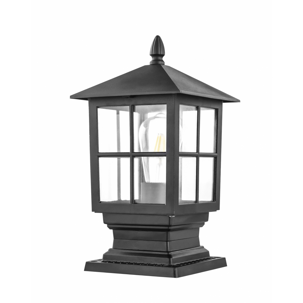 EILON โคมไฟหัวเสา Classic ทรงสี่เหลี่ยม ขั้ว E27 ขนาด 18.5x18.5x35.5cm IP65 รุ่น Maemi MV242-S สีดำ