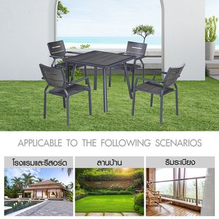 (1/2)SUMMER SETชุดโต๊ะสนาม 4 ที่นั่ง รุ่น Harper ขนาด โต๊ะ: 90x90x75 ซม. เก้าอี้ : 55x61x83 สีดำ