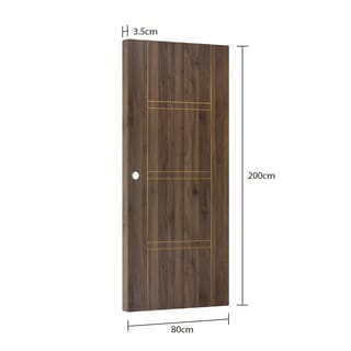 WELLINGTAN ประตูภายนอก UPVC บานทึบเซาะร่อง รุ่น UPVC-WEFU18-4 ขนาด 80x200ซม. สีวอลนัท (เจาะลูกบิด)