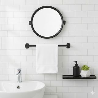 TIGER กระจกชุด 3 ชิ้น ทรงกลม รุ่น EMS 02 ดำ