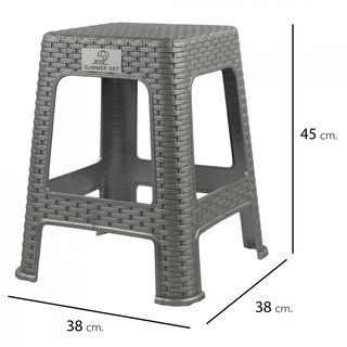 SUMMER SET เก้าอี้พลาสติกทรงเหลี่ยม ลายหวาย รุ่นแบมบู FT-232/A สีเทามุก 