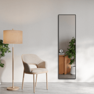 Nice กระจกมีกรอบอะลูมิเนียมตั้งพื้น รุ่น ฟีโอน่า-แบล็ค ขนาด 40x150 ซม. สีดำ