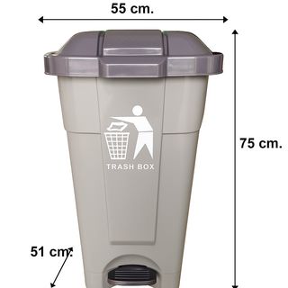 ICLEAN ถังขยะเหยียบทรงเหลี่ยม 80 ลิตร ขนาด 55x51x75 ซม. รุ่น TG55312 สีเทา
