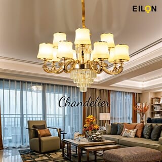 EILON โคมไฟแขวน Chandelier แบบช่อ 71W ขั้ว E14*12 รุ่น MD7620/12 สีขาวขอบทอง