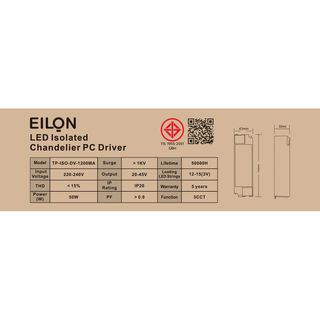 EILON แอลอีดี ไดร์เวอร์ 50W  Isolated 1200mA (ควบคุม 3 สี) รุ่น TP-ISO-DV-1200MA  IP20 สีขาว