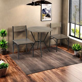 Delicato ชุดโต๊ะอาหารทรงกลม 2 ที่นั่ง รุ่น Mikaโต๊ะ:75X75x76 ซม. เก้าอี้:46X51X82ซม. สีน้ำตาลอ่อน