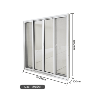 WELLINGTAN (vista) หน้าต่างอะลูมิเนียม บานเลื่อน FSSF P-TLC1815 180x150ซม. สีขาว พร้อมมุ้ง