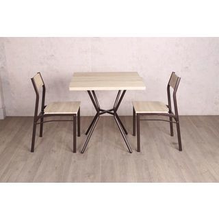 Delicato ชุดโต๊ะอาหาร 2 ที่นั่ง รุ่น B01061A โต๊ะ:75X75ซม. เก้าอี้:42X42X81 ซม. สีน้ำตาลอ่อน