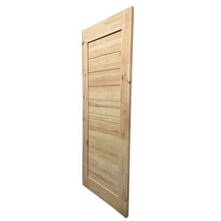GREATWOOD ประตูไม้สนบานทึบเซาะร่อง รุ่น BJ 80x200 ซม. สีไม้ธรรมชาติ
