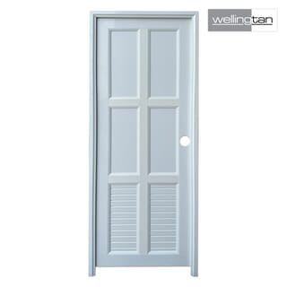 WELLINGTAN ประตูUPVC พร้อมวงกบบานพับ WK-UPL05 70x200ซม. สีขาว (เจาะลูกบิด)