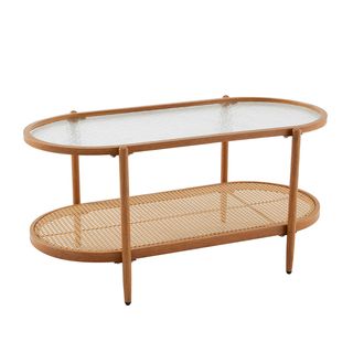 DELICATO โต๊ะกลางหน้ากระจก รุ่น LUMINA ขนาด 50x96x46ซม. สีชา