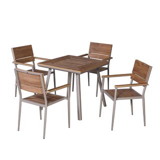SUMMER SET ชุดโต๊ะสนาม 4 ที่นั่ง รุ่น Sander ขนาด โต๊ะ : 80x80x75 ซม. เก้าอี้ : 54.5x62.5x80 ซม. สีน้ำตาล (1/2)