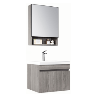 Verno ชุดเคาน์เตอร์อ่างล้างหน้า plywood พร้อมตู้กระจก 60x47x48 cm. บัตเตอร์-วู้ด TG2-545 สีไม้เทา (½)