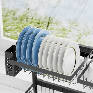 CLOSE ชั้นคว่ำจานคร่อมซิงค์ปรับระดับได้ ขนาด 93 ซม. CASPER สีดำ