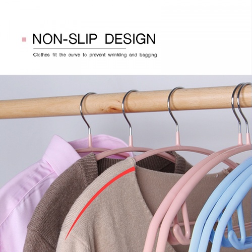 SAKU ไม้แขวนเสื้อเหล็กเคลือบกันลื่น รุ่น YM04 ขนาด 40.5x21x1.0ซม. สีชมพู แพ็ค 5 ชิ้น