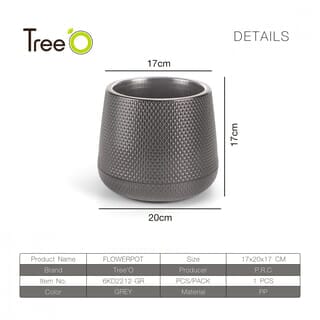 Tree O กระถางต้นไม้พลาสติกรุ่น 6KD2212-GR ขนาด S สีเทา