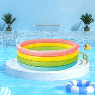 INTEX สระว่ายน้ำเป่าลมทรงกลม รุ่น 56441NP ขนาด 168x168x46 ซม. สีรุ้ง