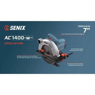 SENIX เลื่อยวงเดือนไฟฟ้า 7นิ้ว 1400W รุ่นPSCE14-M-EU สีน้ำเงินดำ