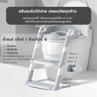 Primo Kids ฝารองนั่งเด็กแบบมีบันได รุ่น CT04W สีเทา-ขาว 