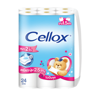 ក្រដាសអនាម័យដុំតូច Cellox 2 ជាន់ Purify Super Extra Big Roll 23 m.(24ដុំ/កញ្ចប់)