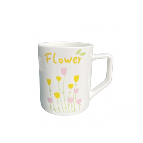 AILO แก้วเซรามิค 8 ซม. 350 มล. FLOWER-02 สีขาว