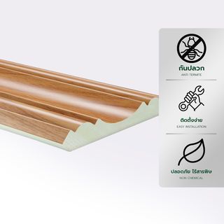 GREAT WOOD ไม้บัวบน PVC  FCR-1004A (CH01) 100x13.5x2700มม. สีสัก