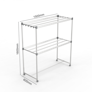 SAKU ราวตากผ้าอลูมิเนียมมีล้อเลื่อน รุ่น JS1238A ขนาด 60x150x160 ซม. สีเงิน